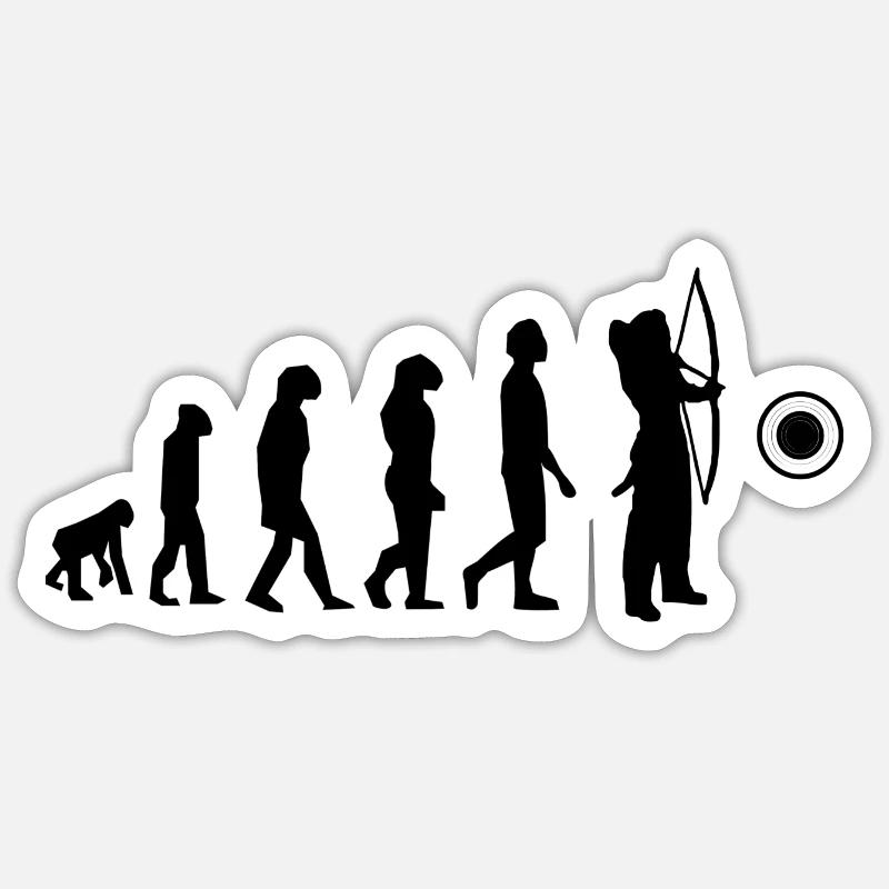 Evolution des Bogenschießens - Sticker Größe S (10 x 10 cm) - Mattweiß