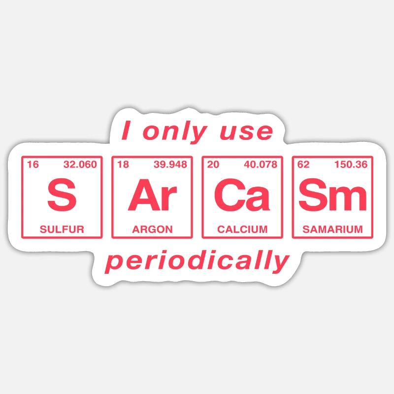 Lustiger Spruch: SARCASM - Perdiodensystem - Sticker Größe S (10 x 10 cm) - Mattweiß