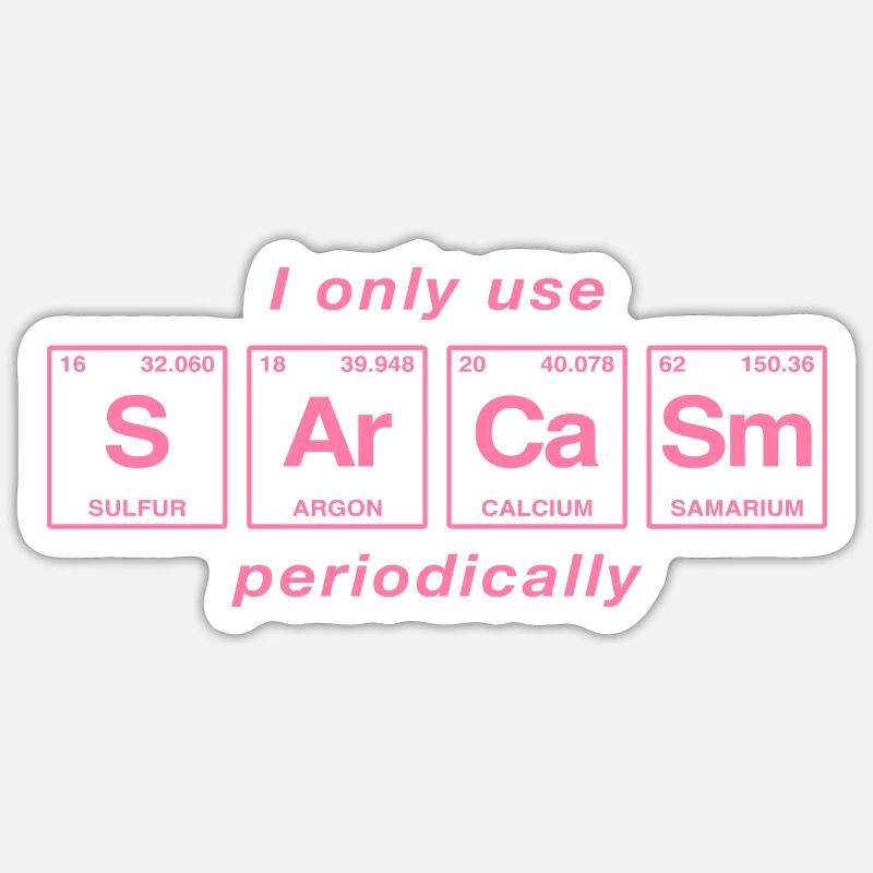 Lustiger Spruch: SARCASM - Perdiodensystem - Sticker Größe S (10 x 10 cm) - Mattweiß