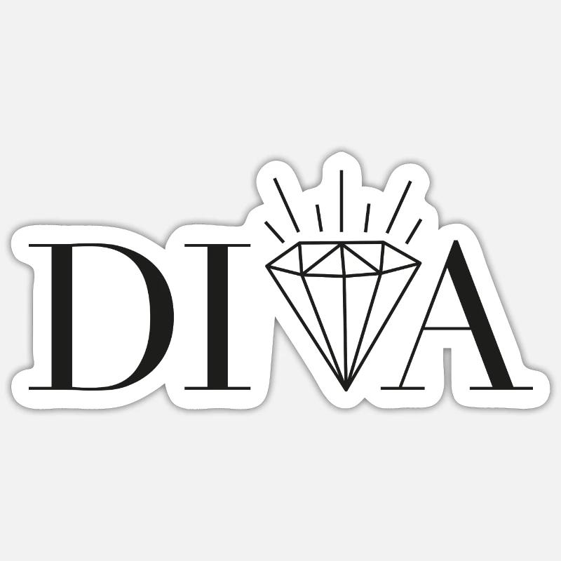 DIVA black - Sticker size S (10 x 10 cm) - white matte