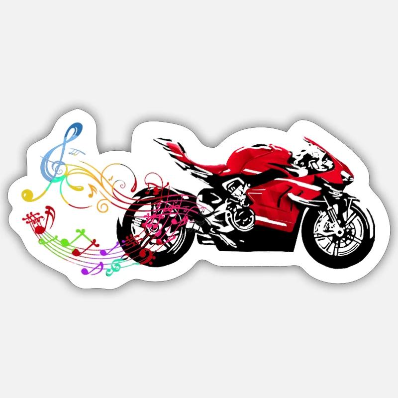 MOTORRADFAHRER PASSION MUSIC NOTE - Sticker Größe S (10 x 10 cm) - Mattweiß