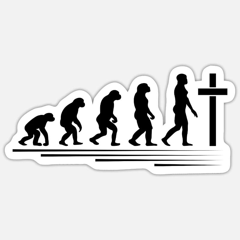 Christen Evolution vom Affen zu Jesus Sticker Größe S (10 x 10 cm)