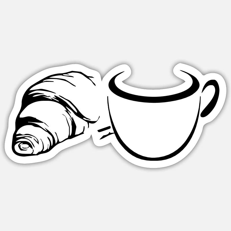 Café - Sticker taille S (10 x 10 cm) - blanc mat