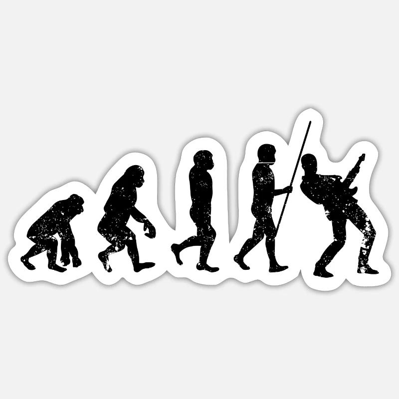 Guitariste Evolution - Sticker taille S (10 x 10 cm) - blanc mat