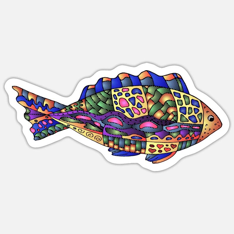 Poisson - Sticker taille S (10 x 10 cm) - blanc mat