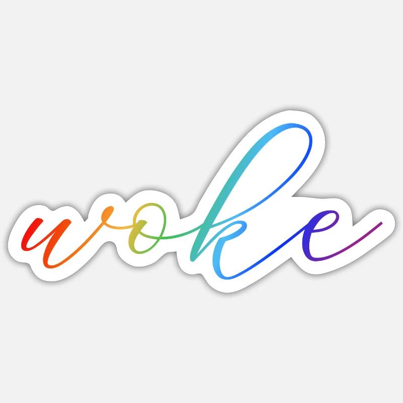 Autodérision : WOKE - Sticker taille S (10 x 10 cm) - blanc mat