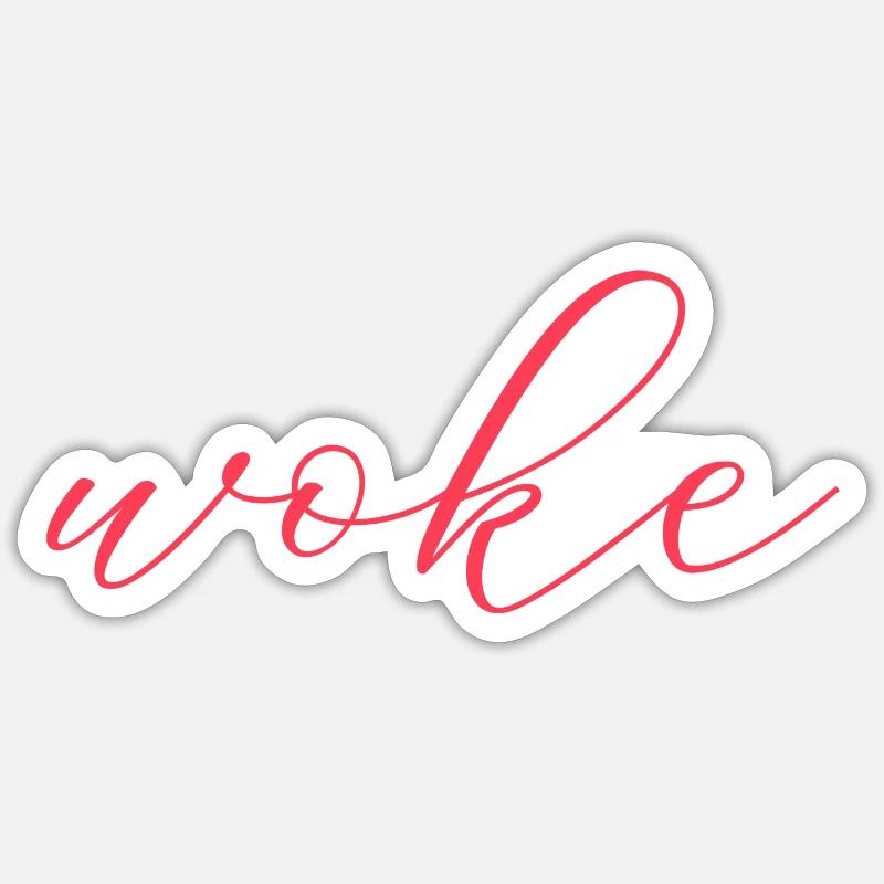 Autodérision : WOKE - Sticker taille S (10 x 10 cm) - blanc mat