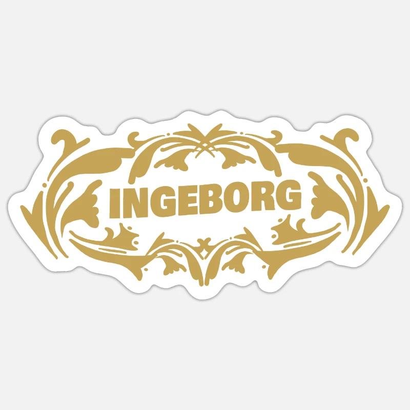 Nom Ingeborg - Sticker taille S (10 x 10 cm) - blanc mat