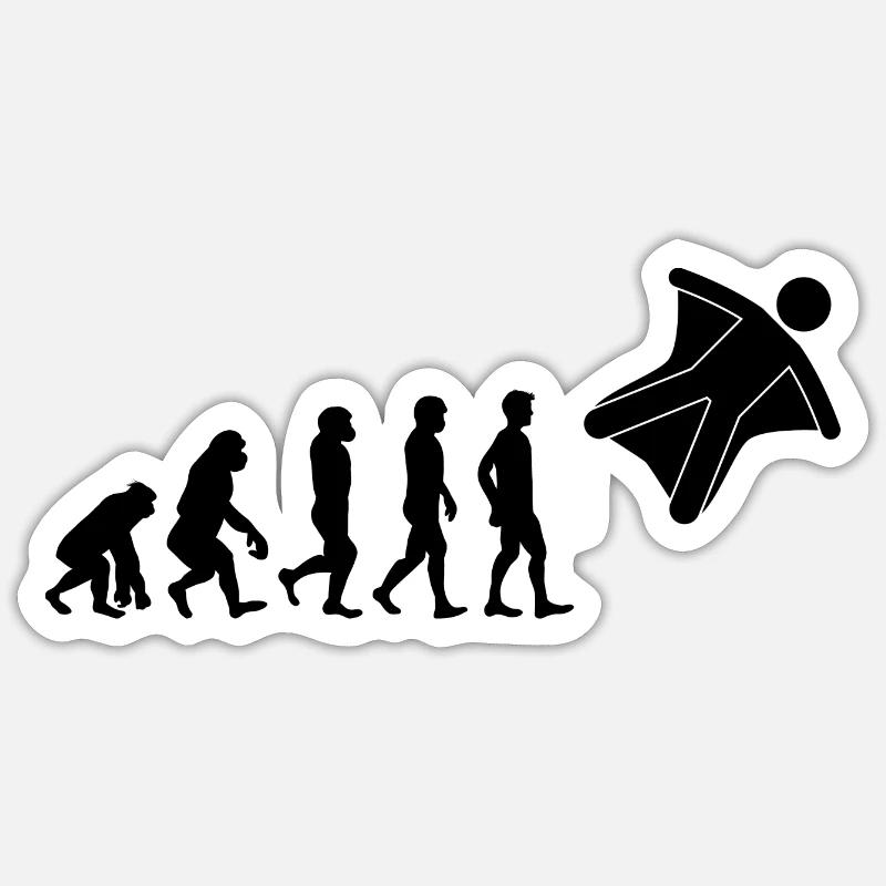 Wingsuit fliegen Base Jumping Fallschirmspringen Evolution - Sticker Größe S (10 x 10 cm) - Mattweiß