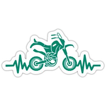 Heartbeat Motorrad - Motorcross - Sticker Größe S (10 x 10 cm) - Mattweiß - Vorne
