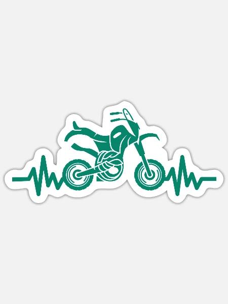 Heartbeat Motorrad - Motorcross - Sticker Größe S (10 x 10 cm) - Mattweiß