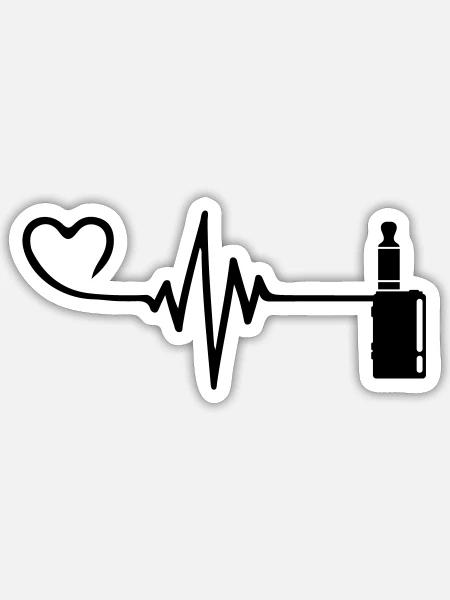 E-Zigarette Puls Herz Liebe - Sticker Größe S (10 x 10 cm) - Mattweiß