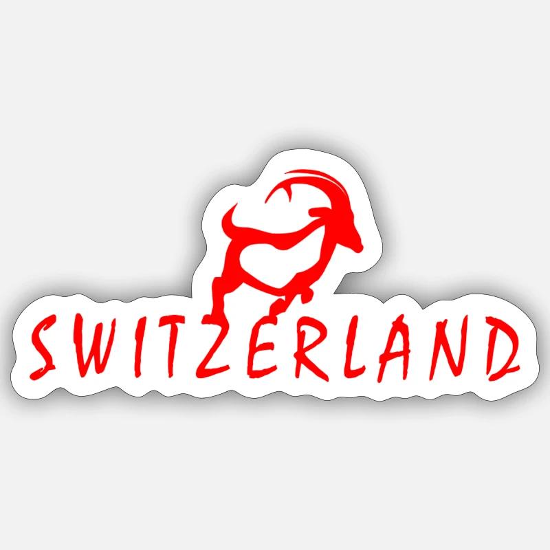 Switzerland Steinbock - Sticker Größe S (10 x 10 cm) - Mattweiß