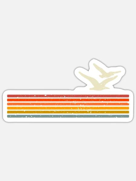 Retro Streifen Möwen für Küstenliebhaber - Sticker Größe S (10 x 10 cm) - Mattweiß