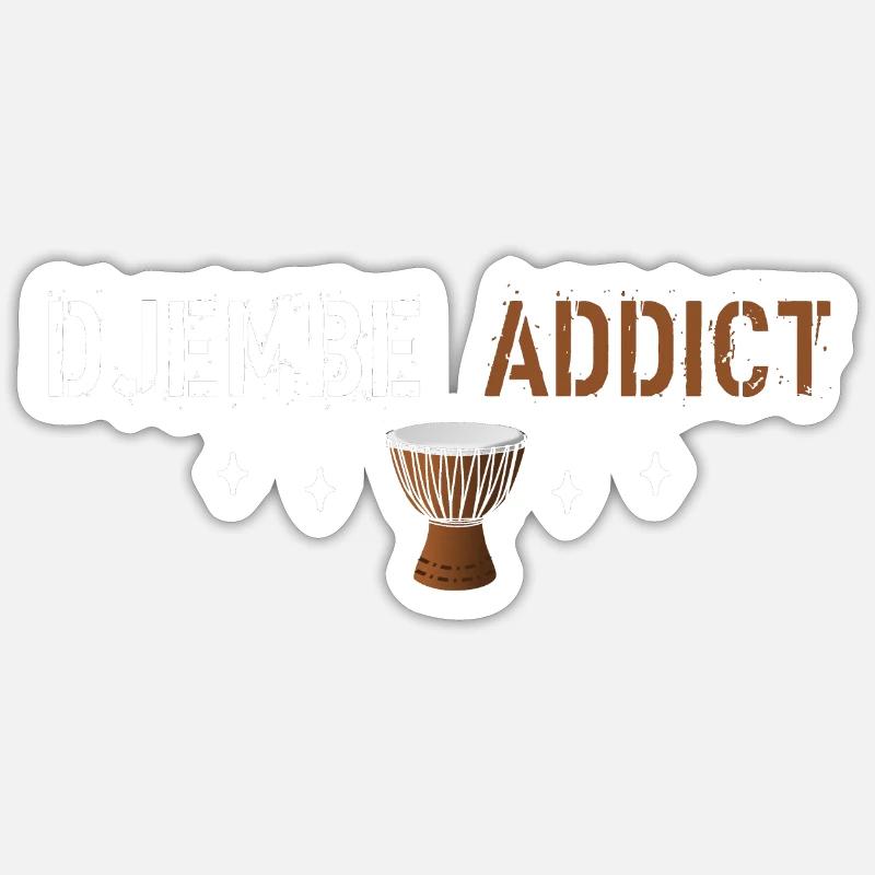 Djembe addict - Sticker size S (10 x 10 cm) - white matte
