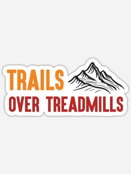 Trailrunning - Trails über Laufbänder - Sticker Größe S (10 x 10 cm) - Mattweiß