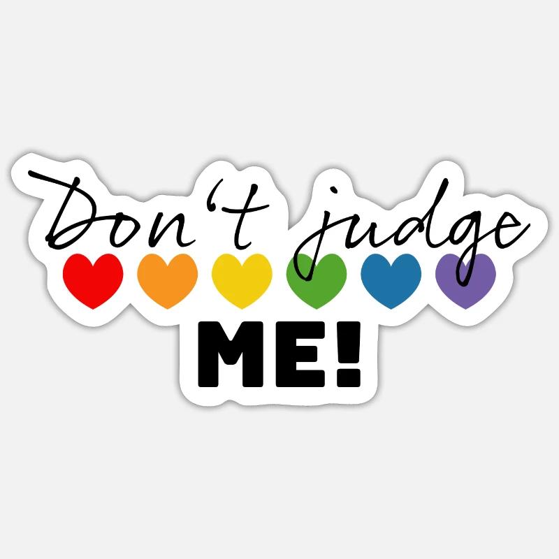 Regenbogenherzchen dont judge me schwarz Sticker Größe S (10 x 10 cm)
