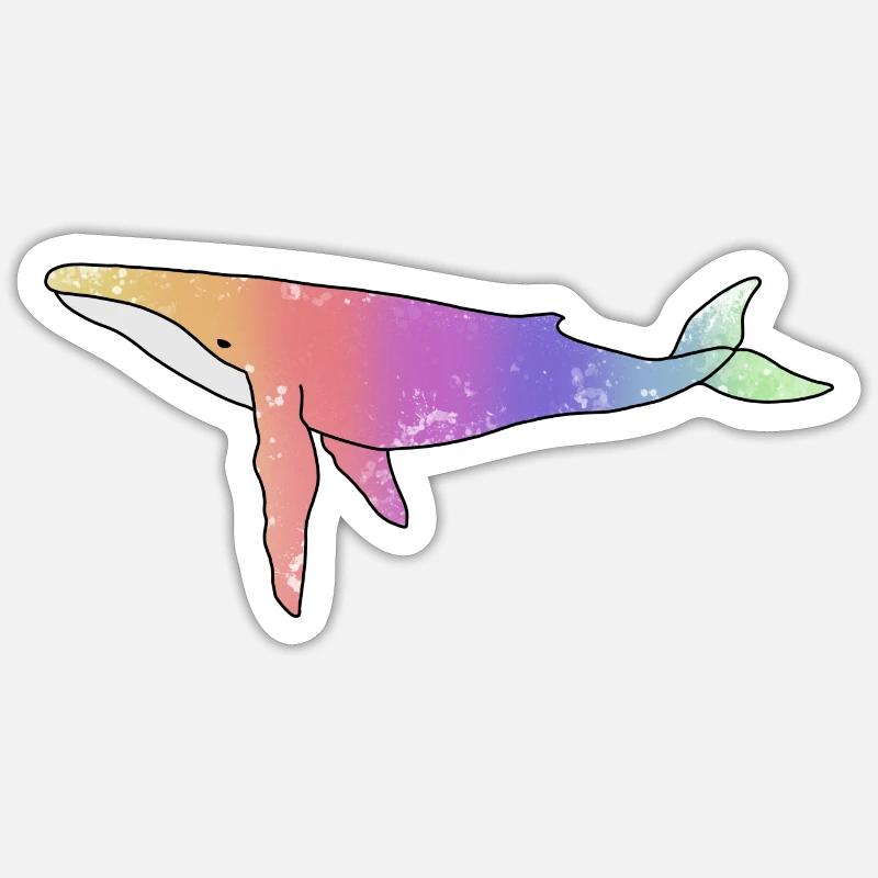 Wal Regenbogen Version Sticker Größe S (10 x 10 cm)