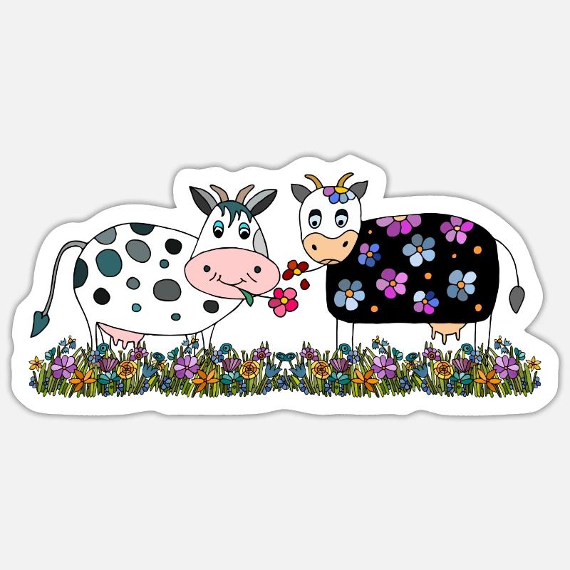 Vaches - Sticker taille S (10 x 10 cm) - blanc mat