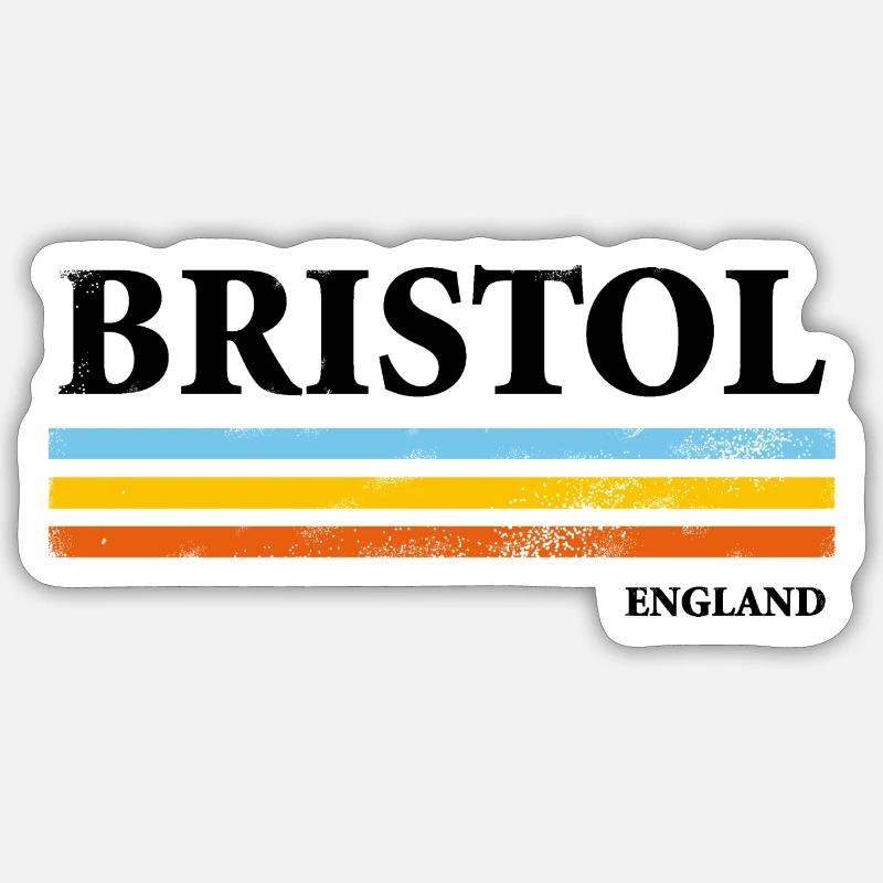 Bristol, Angleterre - Sticker taille S (10 x 10 cm) - blanc mat