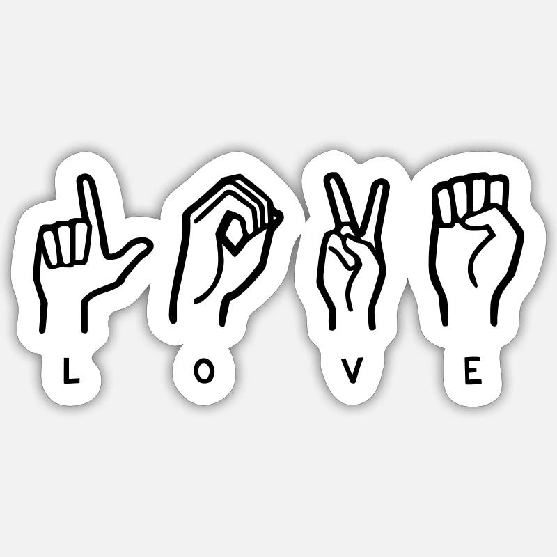 LIEBE Gebärdensprache Sticker Größe S (10 x 10 cm)
