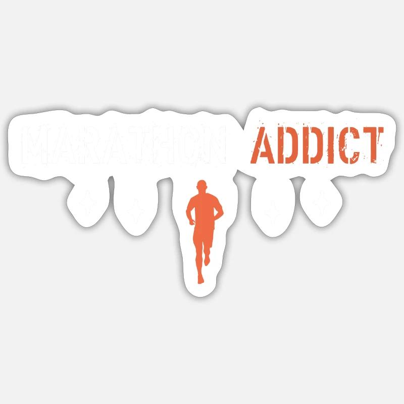 Marathon addict - Sticker size S (10 x 10 cm) - white matte