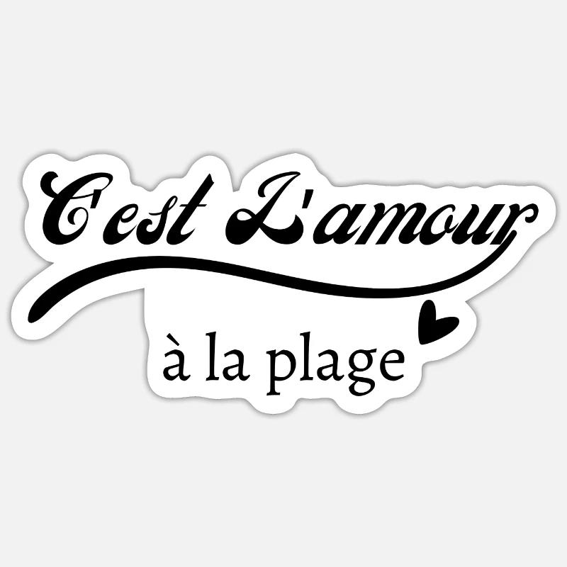 C’est l’amour à plage - Sticker taille S (10 x 10 cm) - blanc mat