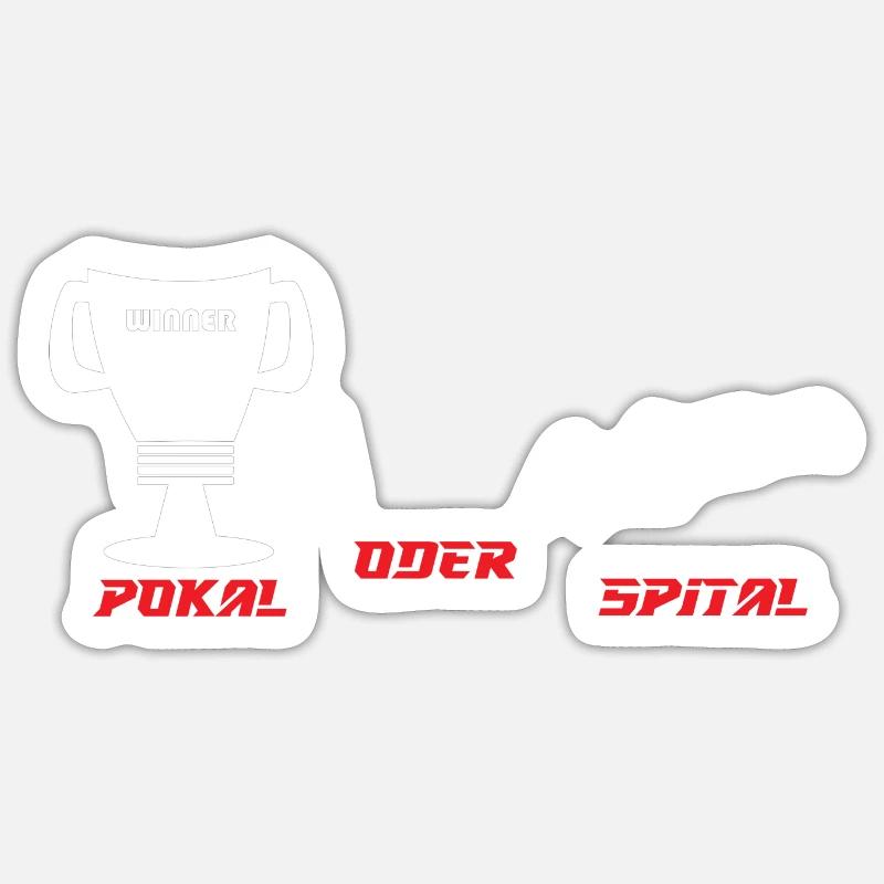 Pokal oder Spital weiss rot Sticker Größe S (10 x 10 cm)