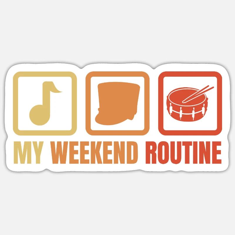 Week-end Drummer drôle - Sticker taille S (10 x 10 cm) - blanc mat