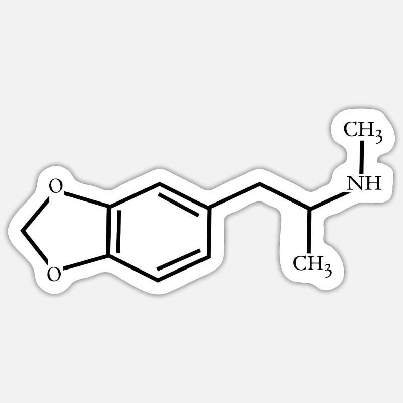 MDMA Formula - Formula chimica - Sticker formato S (10 x 10 cm) - bianco opaco