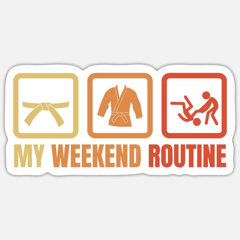 Judo Routine - Sticker Größe S (10 x 10 cm) - Mattweiß