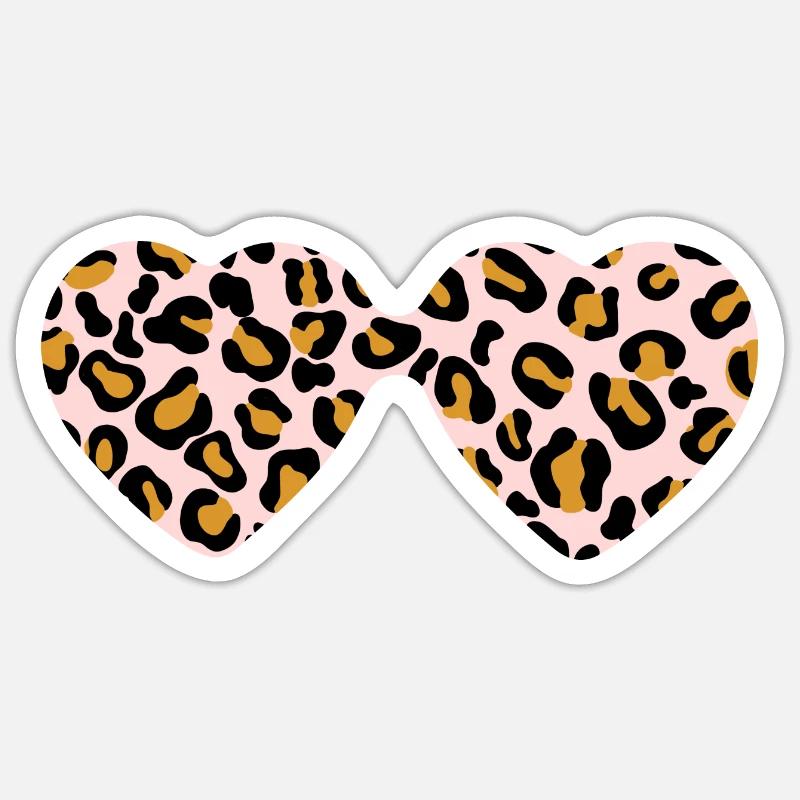 Leopard Sonnenbrille - Sticker Größe S (10 x 10 cm) - Mattweiß