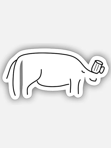 Maßhorn schwarz Biertrinker - Sticker Größe S (10 x 10 cm) - Mattweiß