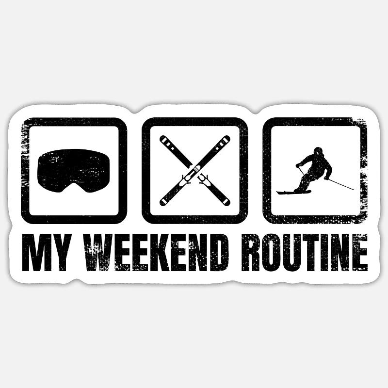 Skifahrer Wochenend Routine Sticker Größe S (10 x 10 cm)