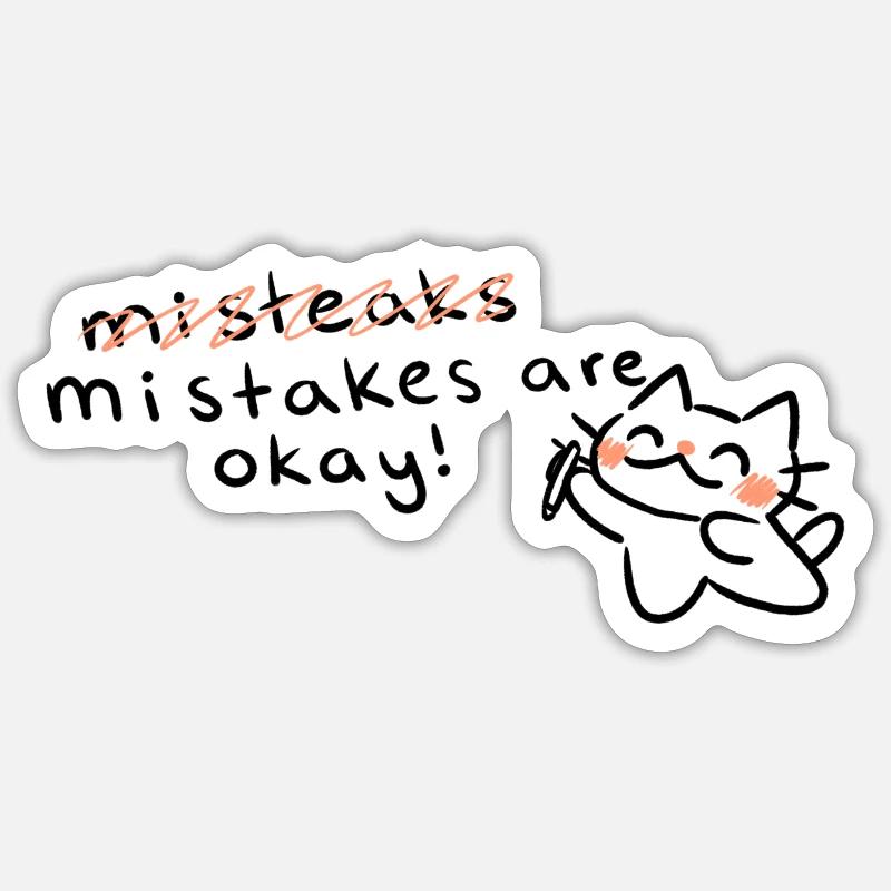 Les erreurs sont acceptables chat - Sticker taille S (10 x 10 cm) - blanc mat