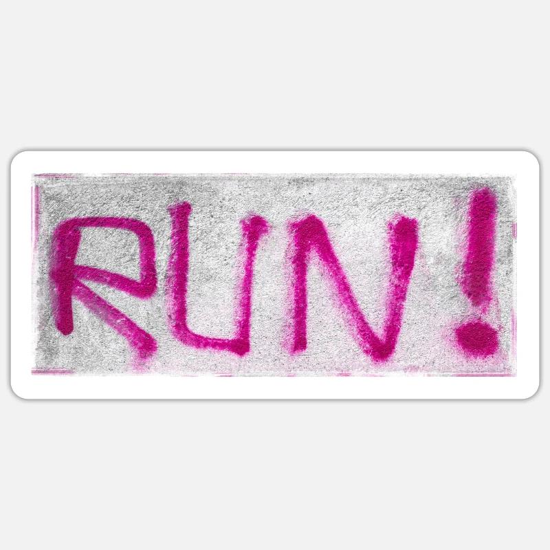 Graffiti PINK text RUN Sticker size S (10 x 10 cm)