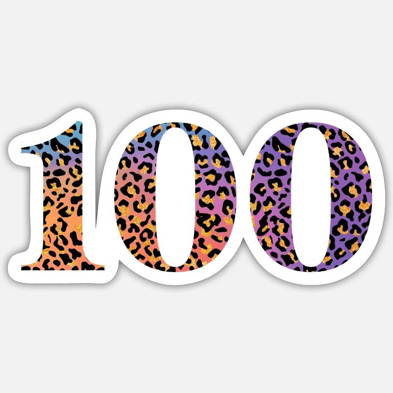 100e anniversaire léopard - Sticker taille S (10 x 10 cm) - blanc mat