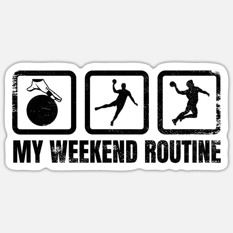 Handballer Wochenendroutine - Sticker Größe S (10 x 10 cm) - Mattweiß