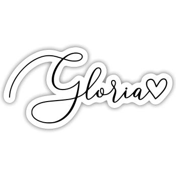 Gloria Name Vorname Mädchen - Sticker Größe S (10 x 10 cm) - Mattweiß - Vorne