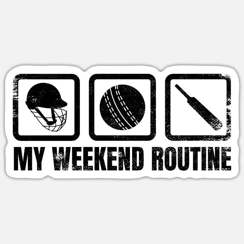 Cricket Spieler Wochenendroutine Sticker Größe S (10 x 10 cm)