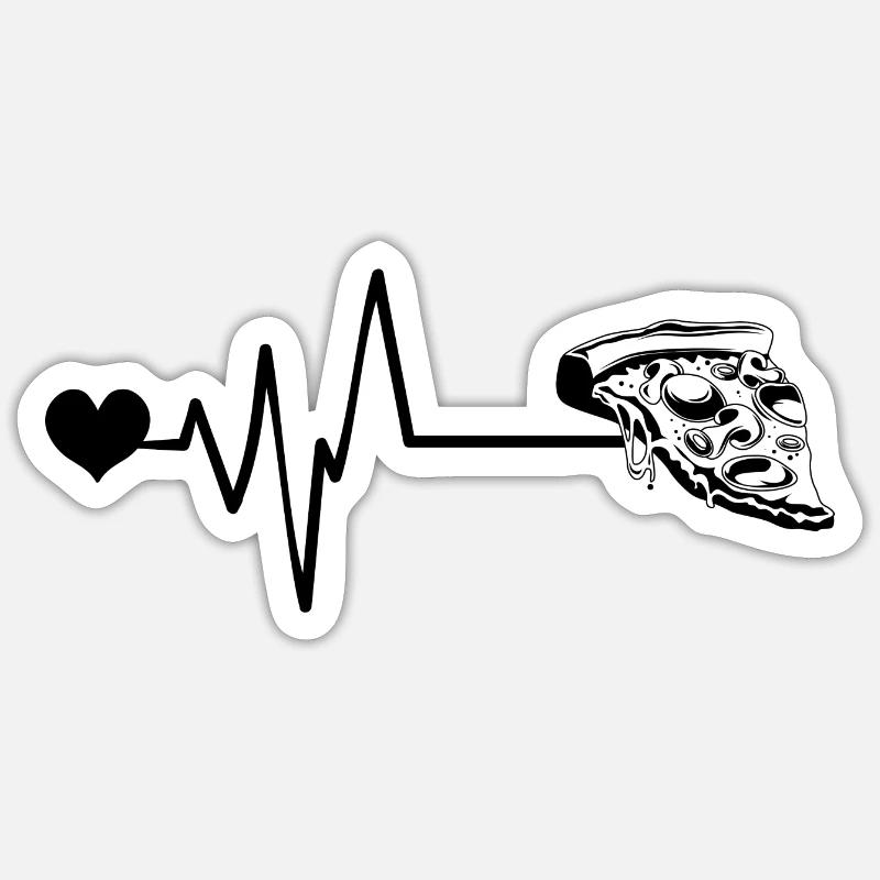 Pizza Pulse Coeur Amour - Sticker taille S (10 x 10 cm) - blanc mat