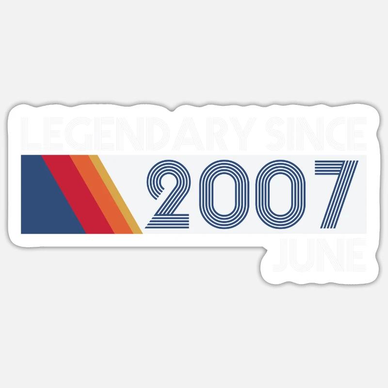 Retro SiFi Legendary since Juni 2007 - Geburtstag - Sticker Größe S (10 x 10 cm) - Mattweiß