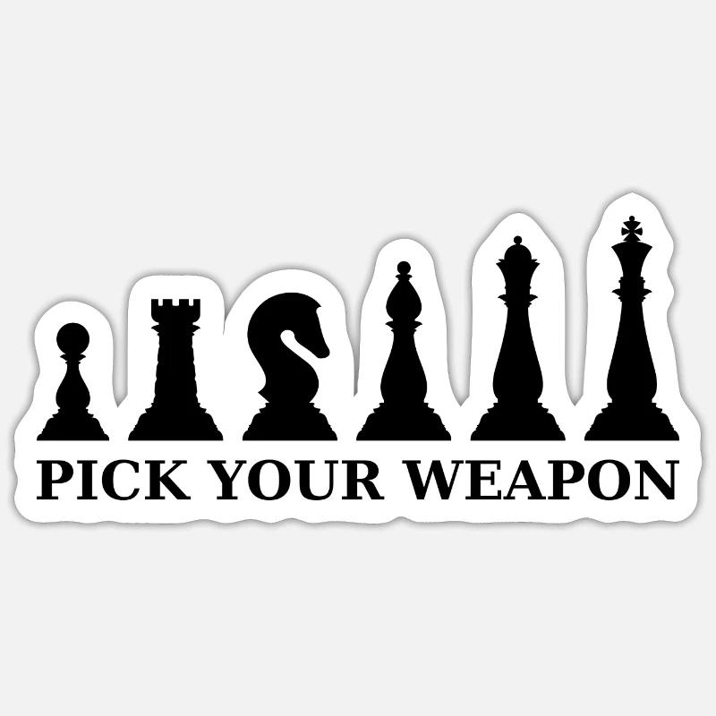 Schach pick your weapon schwarz - Sticker Größe S (10 x 10 cm) - Mattweiß