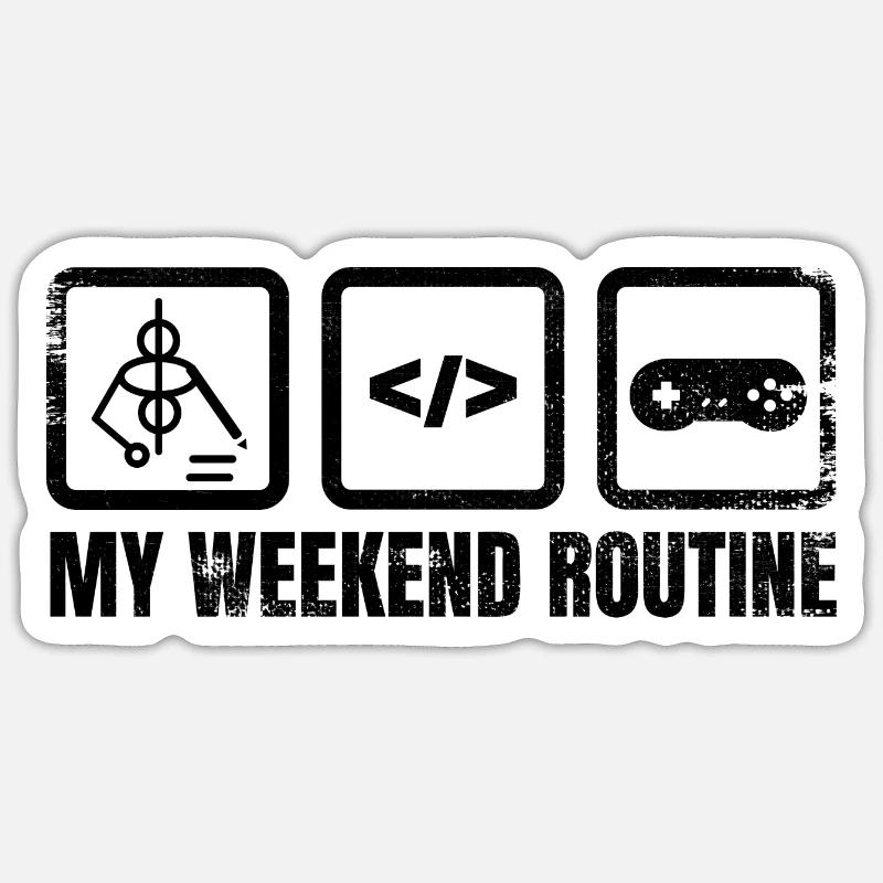 Game Designer Wochenendroutine Sticker Größe S (10 x 10 cm)