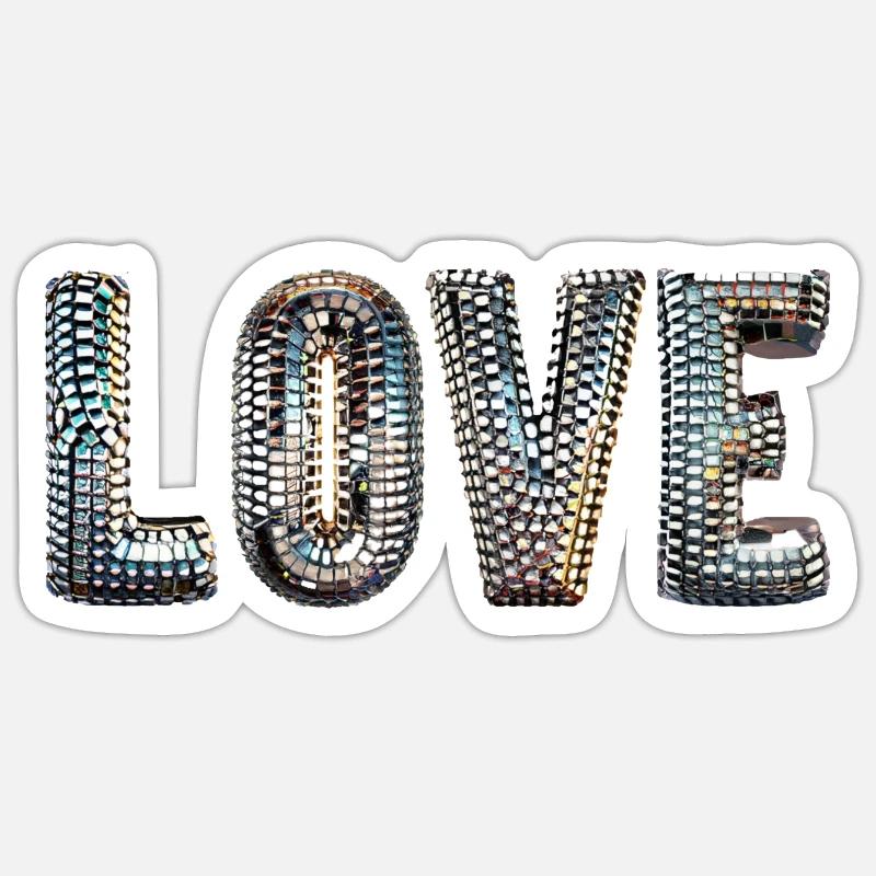 Disco Liebe - Sticker Größe S (10 x 10 cm) - Mattweiß