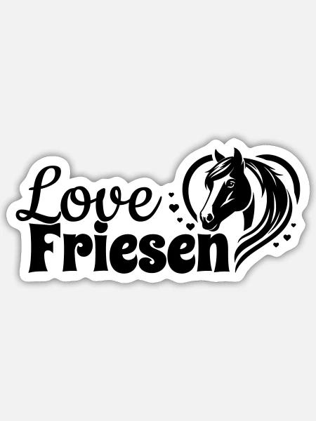 Friesen Love Herz Pferdekopf - Sticker Größe S (10 x 10 cm) - Mattweiß
