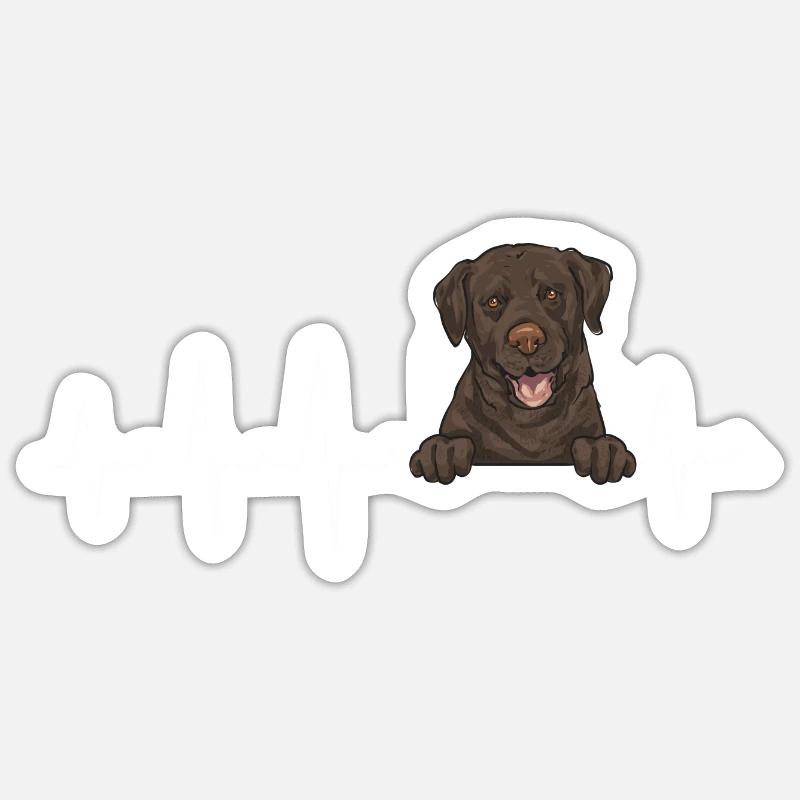 Chien Labrador Retriever chocolat - Sticker taille S (10 x 10 cm) - blanc mat