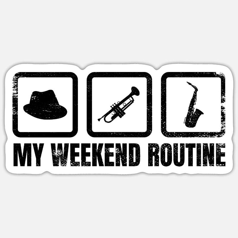Meine Wochenendroutine - Sticker Größe S (10 x 10 cm) - Mattweiß