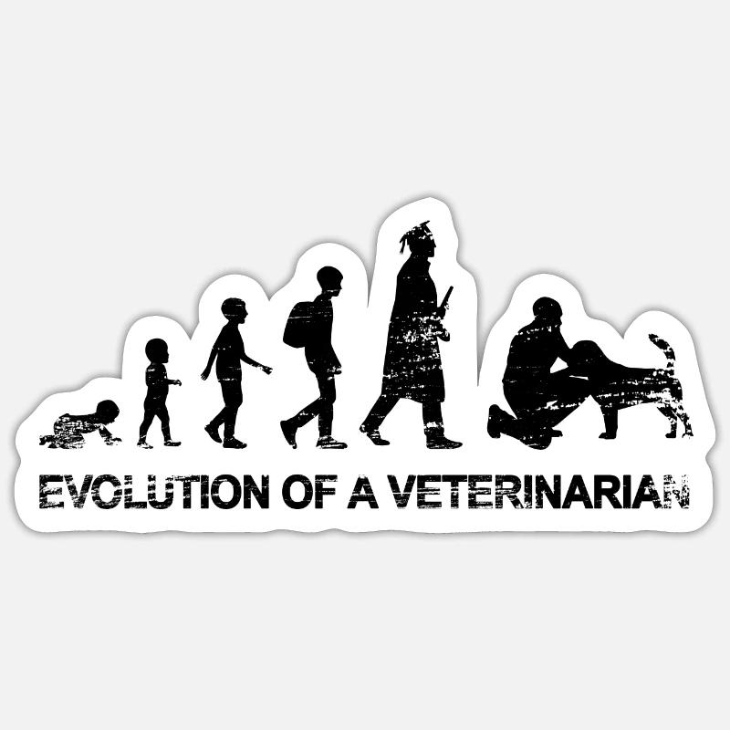 Évolution d’un vétérinaire - Sticker taille S (10 x 10 cm) - blanc mat