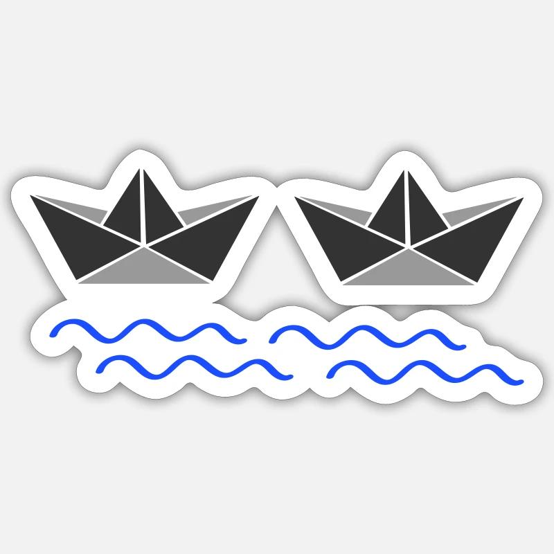 papierboote 02 - Sticker Größe S (10 x 10 cm) - Mattweiß